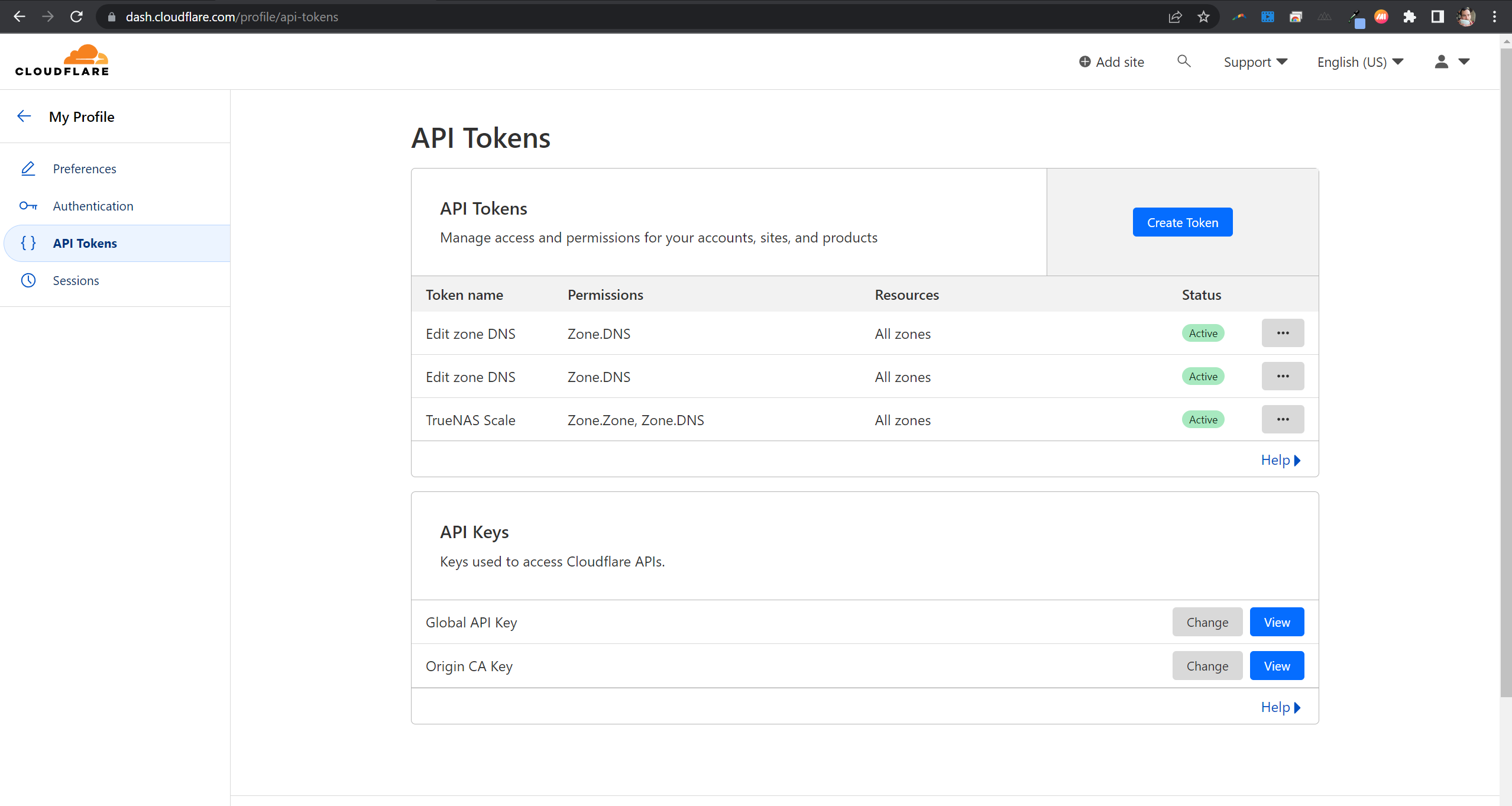 API Tokens Create 1